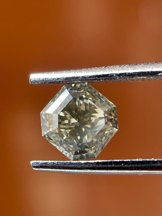 1.21CT Hexagon Step Cut Diamond | Natural fancy greenies gray.Fancy Color For Mack DRing