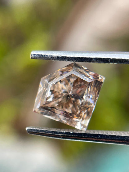 2.12 Ct Fancy Light Brown Diamond, Unique Step Cut Gemstone