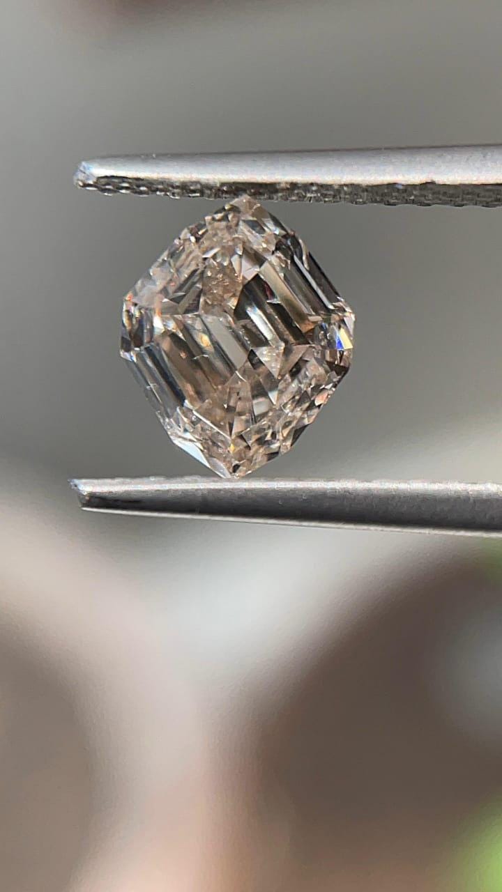 1.01 Carat Light Brown Step Cut Diamond: Ethical Engagement Ring