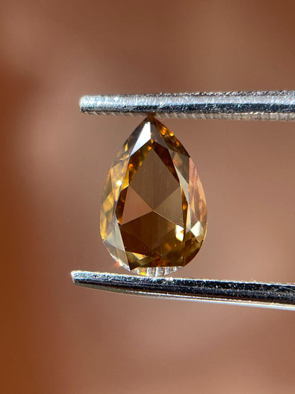 0.65 Carat Pear Rose Cut Diamond | Golden Brown