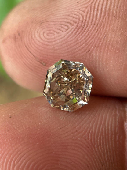 1.38CT Step Cut Hexagon Diamond | Light Brown