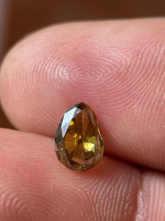 Natural Fancy Yellow Brown Diamond | 1.00ct Pear Old Cut