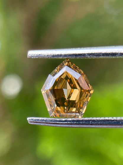 1.10CT Pentagon Step Cut Diamond | Natural Golden Brown Gemstone