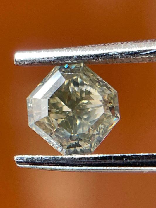 1.21CT Hexagon Step Cut Diamond | Natural fancy greenies  gray.Fancy Color For Mack DRing