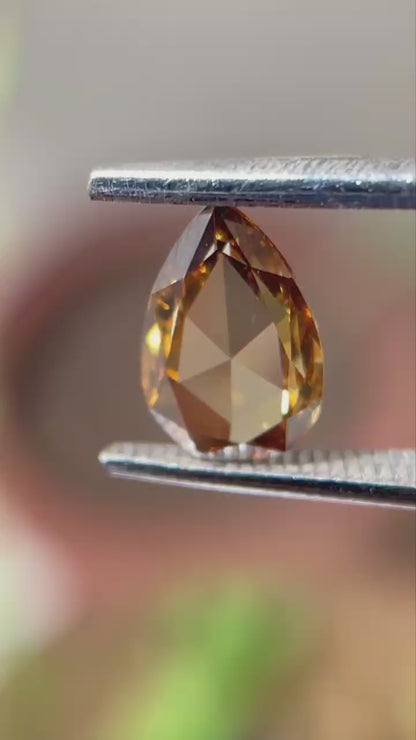 0.65 Carat Pear Rose Cut Diamond | Golden Brown
