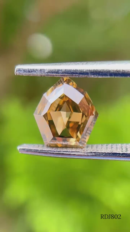 1.10CT Pentagon Step Cut Diamond | Natural Golden Brown Gemstone