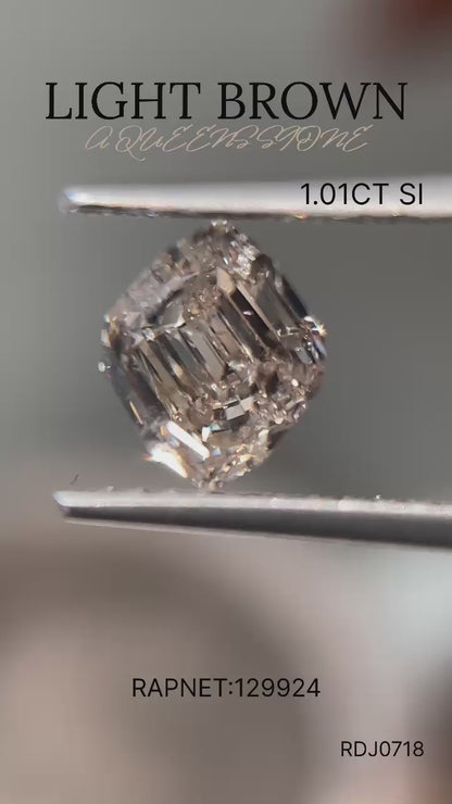 1.01 Carat Light Brown Step Cut Diamond: Ethical Engagement Ring