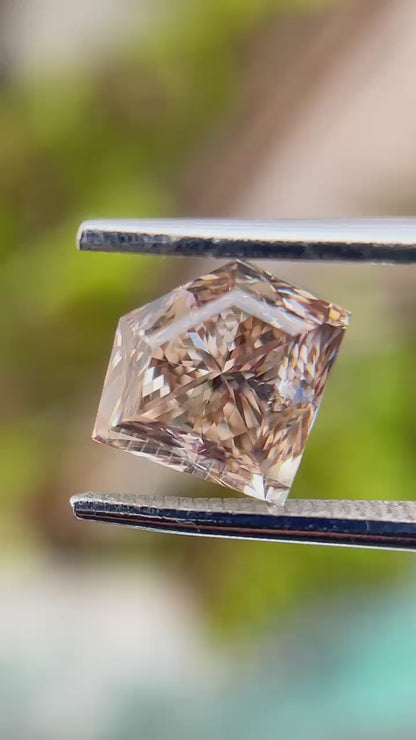 2.12 Ct Fancy Light Brown Diamond, Unique Step Cut Gemstone